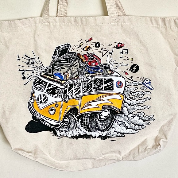 NEW Grateful Dead Farewell Tour Lot Artist Made Volkswagen Bus Canvas Tote Bag - Picture 4 of 9